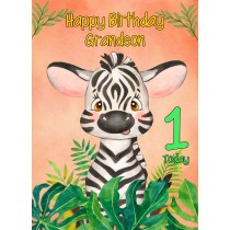 1st Birthday Card for Grandson (Zebra)