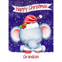 Christmas Card For Grandson (Happy Christmas, Elephant)