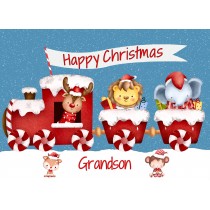 Christmas Card For Grandson (Happy Christmas, Train)