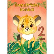 2nd Birthday Card for Grandson (Lion)