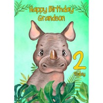 2nd Birthday Card for Grandson (Rhino)