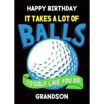 Funny Golf Birthday Card for Grandson (Design 2)