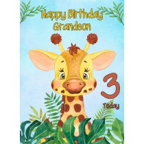 3rd Birthday Card for Grandson (Giraffe)