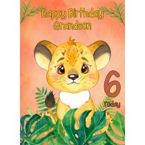 6th Birthday Card for Grandson (Lion)