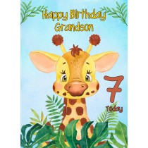 7th Birthday Card for Grandson (Giraffe)