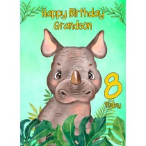 8th Birthday Card for Grandson (Rhino)
