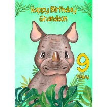 9th Birthday Card for Grandson (Rhino)