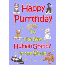 From The Cat Birthday Card (Lilac, Human Granny, Happy Purrthday)