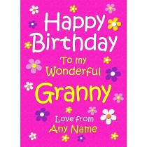Personalised Granny Birthday Card (Cerise)