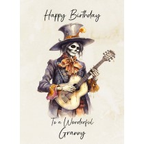 Victorian Musical Skeleton Birthday Card For Granny (Design 1)