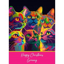 Christmas Card For Granny (Colourful Cat Art)
