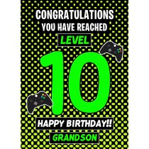 10th Level Gamer Birthday Card (Grandson)