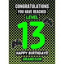 13th Level Gamer Birthday Card (Grandson)