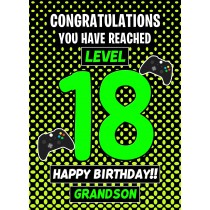 18th Level Gamer Birthday Card (Grandson)