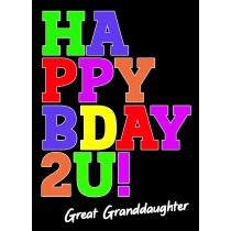 Birthday Card For Great Granddaughter (Bday, Black)