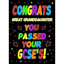 Congratulations GCSE Passing Exams Card For Great Granddaughter (Design 1)