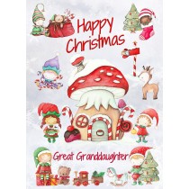 Christmas Card For Great Granddaughter (Elf, White)