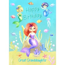 Birthday Card For Great Granddaughter (Mermaid, Blue)
