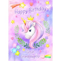Birthday Card For Great Granddaughter (Unicorn, Lilac)