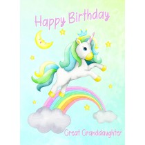 Birthday Card For Great Granddaughter (Unicorn, Green)