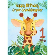 1st Birthday Card for Great Granddaughter (Giraffe)