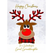 Christmas Card For Great Granddaughter (Reindeer Cartoon)