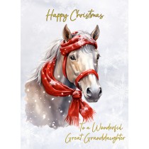 Christmas Card For Great Granddaughter (Horse Art Red)