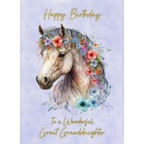 Horse Art Birthday Card For Great Granddaughter (Design 3)