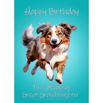 Australian Shepherd Dog Birthday Card For Great Granddaughter