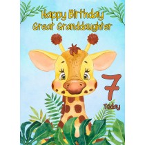 7th Birthday Card for Great Granddaughter (Giraffe)