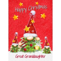 Christmas Card For Great Granddaughter (Gnome, Red)