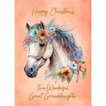 Horse Art Christmas Card For Great Granddaughter (Design 2)