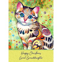 Christmas Card For Great Granddaughter (Cat Art Painting)