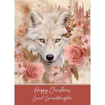 Christmas Card For Great Granddaughter (Wolf Art, Design 1)