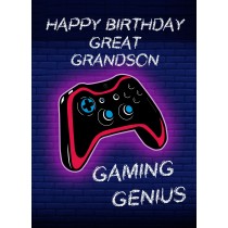 Gamer Birthday Card For Great Grandson (Gaming Genius)