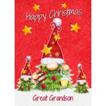 Christmas Card For Great Grandson (Gnome, Red)