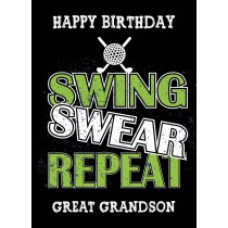 Funny Golf Birthday Card for Great Grandson (Design 1)