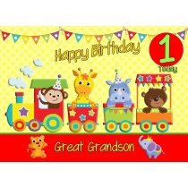 1st Birthday Card for Great Grandson (Train Yellow)
