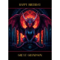 Gothic Fantasy Dragon Birthday Card For Great Grandson (Design 3)