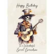 Victorian Musical Skeleton Birthday Card For Great Grandson (Design 1)
