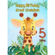 5th Birthday Card for Great Grandson (Giraffe)