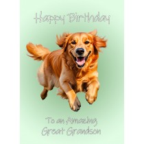 Golden Retriever Dog Birthday Card For Great Grandson