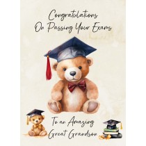 Graduation Passing Exams Congratulations Card For Great Grandson (Design 3)