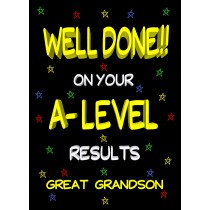 Congratulations A Levels Passing Exams Card For Great Grandson (Design 2)