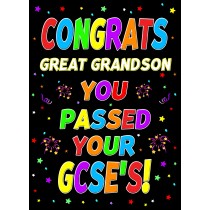 Congratulations GCSE Passing Exams Card For Great Grandson (Design 1)