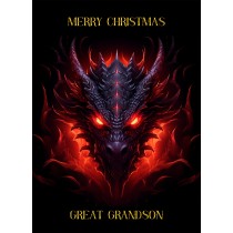 Gothic Fantasy Dragon Christmas Card For Great Grandson (Design 1)