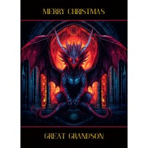 Gothic Fantasy Dragon Christmas Card For Great Grandson (Design 3)