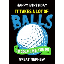 Funny Golf Birthday Card for Great Nephew (Design 2)