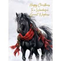 Christmas Card For Great Nephew (Horse Art Black)