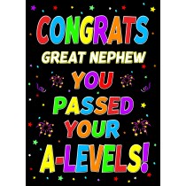 Congratulations A Levels Passing Exams Card For Great Nephew (Design 1)
